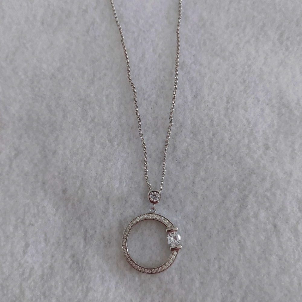 Crescent diamond style Necklace sterling silver